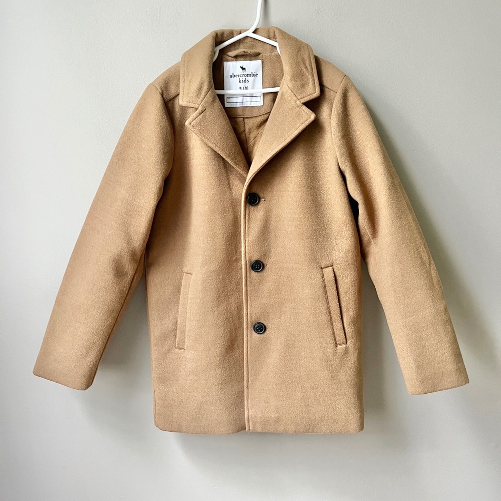 Abercrombie Kids Overcoat Girl's 9/10 Tan Camel Classic Preppy Neutral Coat